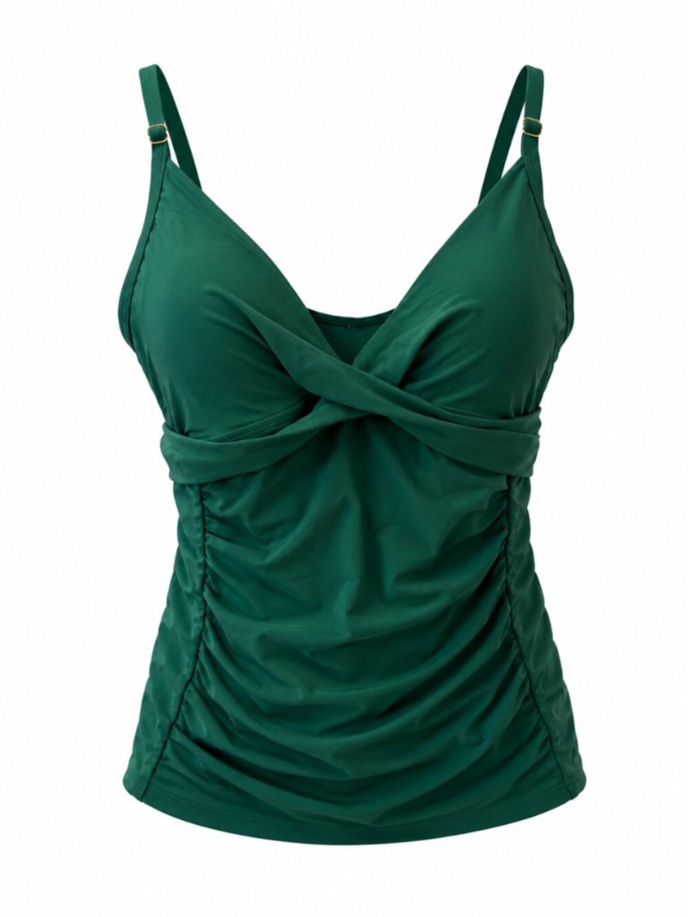 🪩 2/20 Nicole Miller Studio Green Ruched Tankini Swim Top Size 1X